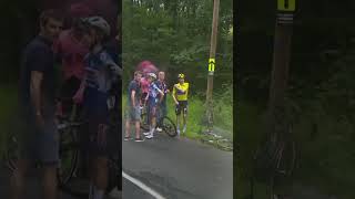 Evenepoel gaat tegen de grond in na massale val in Dauphiné evenepoel remco crash [upl. by Ahtebat]