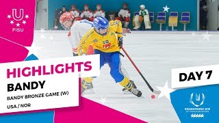 Highlights day 7 I Bandy Women Bronze Game USA v NOR  Winter Universiade 2019 [upl. by Harvison]