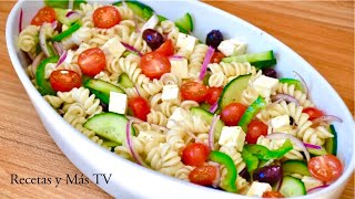 Ensalada Griega con Pasta Rica Saludable y fácil de hacer [upl. by Name]