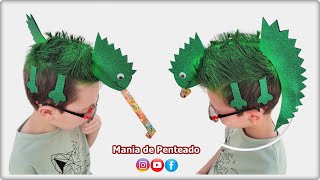 Penteado Infantil com Cabelo Maluco de Camaleão 🦎 Crazy Hair Day  Hair Tutorial for Boys 🦎🥰 [upl. by Nodnalb166]