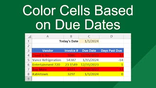 Color Cells based on Due Dates in Excel [upl. by Scevo]