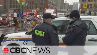 Ottawa police arrest convoy protest organizers set up perimeter around downtown [upl. by Onaimad926]