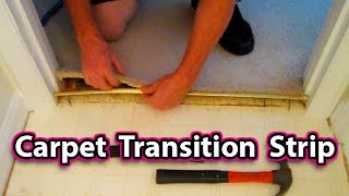 How to Install a Carpet Transition Strip  EASY floor repair fix rug replace tack [upl. by Narud298]