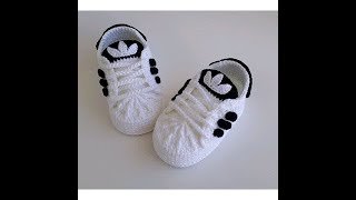 ADIDAS TEJIDOS A CROCHET PARA BEBE  PASO A PASO 0 A 3 MESES [upl. by Ayimat]