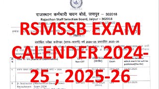 RSMSSB EXAM CALENDAR 202425  202526  70  Exams Scheduled in Calendar rsmssb rpsc [upl. by Aiouqahs]