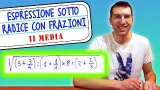 Come si fa unEspressione sotto Radice Quadrata e con Frazioni  Seconda Media Tutorial genitori [upl. by Elocim]