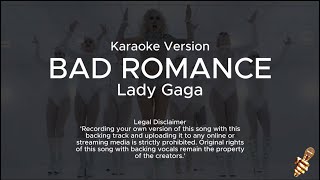 Lady Gaga  Bad Romance Karaoke Version [upl. by Hudis]