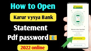 how to open kvb bank statement pdf password [upl. by Euhc]