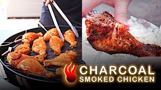 How to Smoke Chicken Legs on a Charcoal Grill [upl. by Niroc]