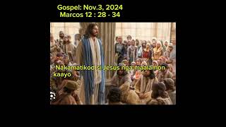 Gospel Nov 3 2024 Higugmaa ang Dios labaw sa tanan ug higugmaa ang imong isig katawo [upl. by Laubin]