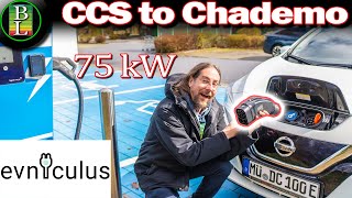 Charging Nissan Leaf at CCS Hypercharger  Evniculus CCS to Chademo Adapter [upl. by Aisitel583]