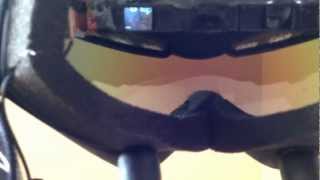 Raspberry Pi based Heads Up Display HUD snowboard goggles  view of embedded MyVu [upl. by Locin]