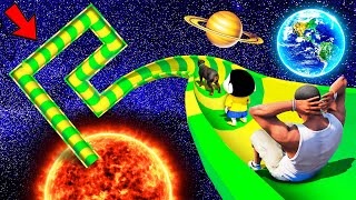 SHINCHAN AND FRANKLIN WENT TO SPACE THROUGHT ROAD amp TRIED MAZE WATER SLIDE CHALLENGE [upl. by Noiemad]