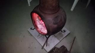 37quot clay KD chiminea with iron stand from the home depot [upl. by Zucker]