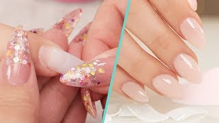 How To Apply Nail Tips with Acrylic Overlay  Step by Step Tutorial [upl. by Noirrad]