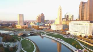 4k Aerial Flyover Columbus Ohio Downtown [upl. by Adnilasor]