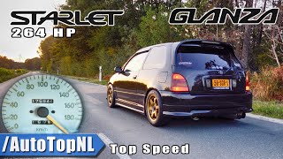 264HP Toyota Starlet Glanza BIG TURBO 100200kmh DRAGY GPS by AutoTopNL [upl. by Ajnek]