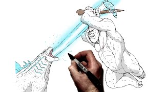 How To Draw Godzilla vs Kong Axe  Step By Step [upl. by Edmead]