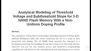 Analytical Modeling of Threshold Voltage and Subthreshold Slope for 3 D NAND Flash Memory With a Non [upl. by Edrahs603]