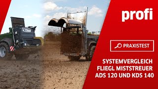 Systemvergleich Fliegl Miststreuer ADS 120 und KDS 140  profi Praxistest [upl. by Ardy]